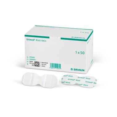 urimed-klett-klein-leg-fixation-of-tubes-and-catheters-product-infront-of-box-and-blister<br/>-packaging-urimed-klett-klein-leg-fixation-of-tubes