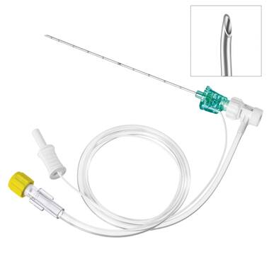 Echogenic, stimulating catheter-through-needle system for continuous peripheral nerve blocks (cPNB) wit<br/>h Tuohy bevel-Contiplex® Tuohy Ultra 360