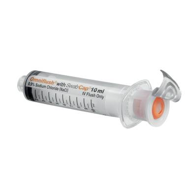 Normal Saline Flush Syringe with Integrated SwabCap®-Omniflush® with SwabCap®