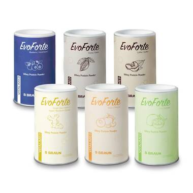 Powder of whey protein isolate for preparing a protein drink. With sweetener.-VITALIMED EvoForte